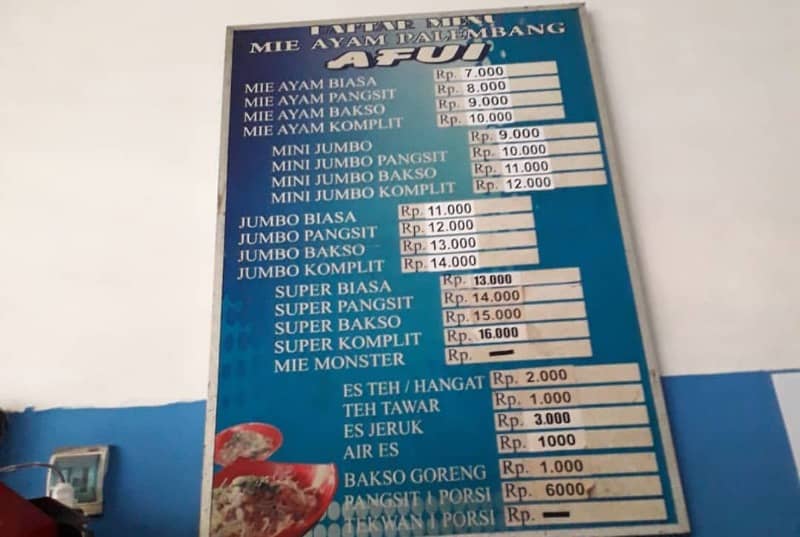 mie ayam palembang afui